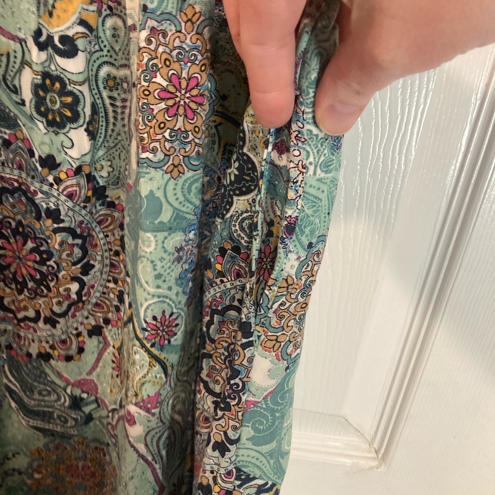 Maurices vibrant Y2K boho paisley sleeveless v-neck midi babydoll dress size XL - Picture 5 of 9